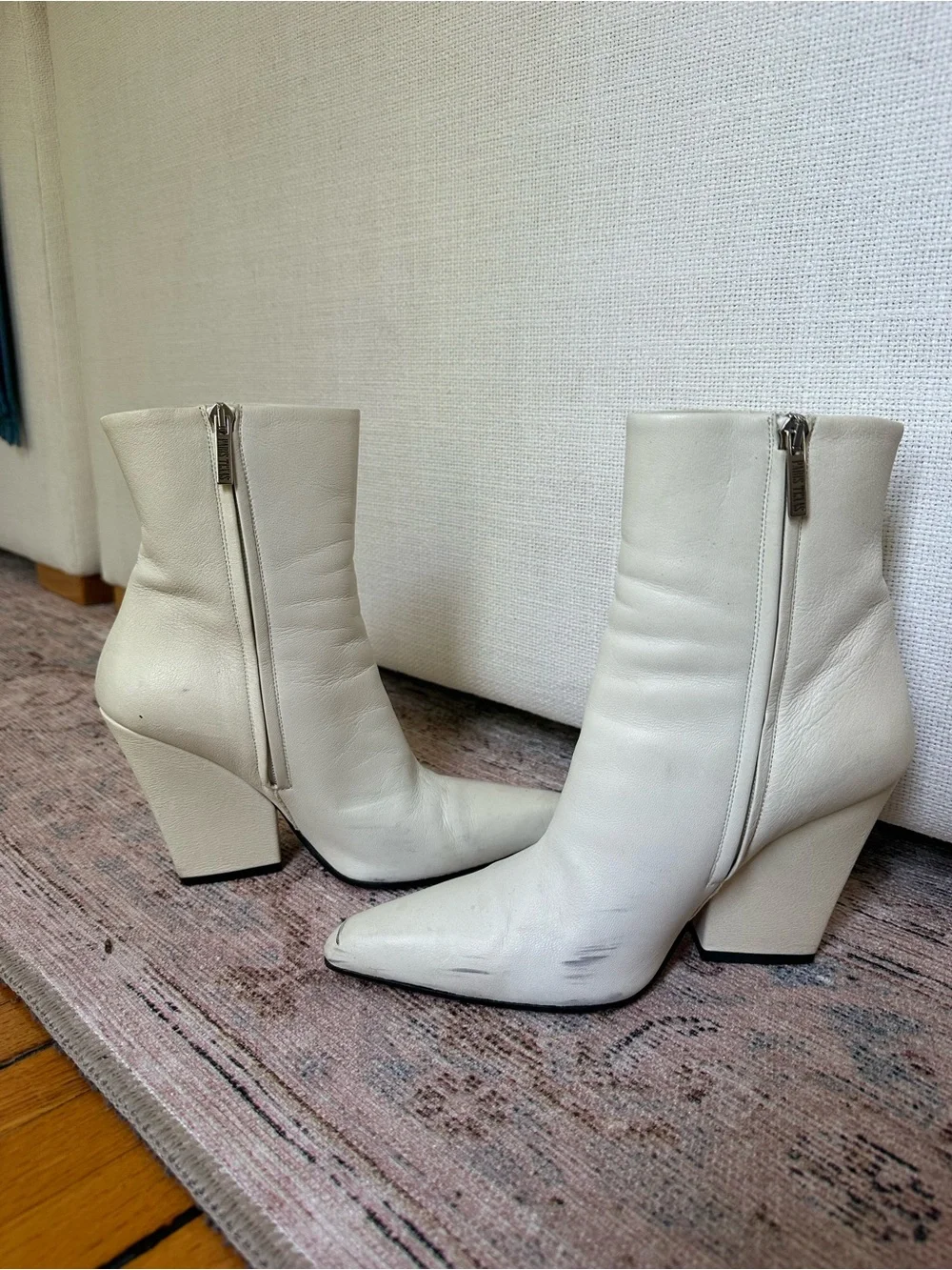 Paris Texas White Leather Ankle Boots